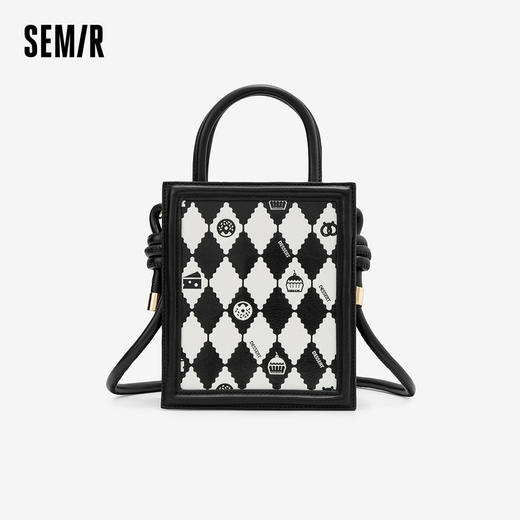 森马包包斜挎包女新款撞色菱格单肩包小巧手提包时尚小方包 商品图0