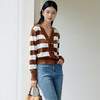 玳莎条纹双排扣针织开衫24年秋季新款经典时尚百搭长袖毛衣外搭女 EC33303 商品缩略图2