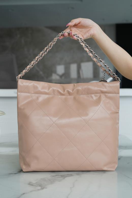 香奶奶 22bag 垃圾袋 手袋 正品尾皮 奶茶杏银扣 小号 商品图2