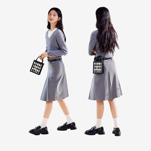 森马包包斜挎包女新款撞色菱格单肩包小巧手提包时尚小方包 商品图2