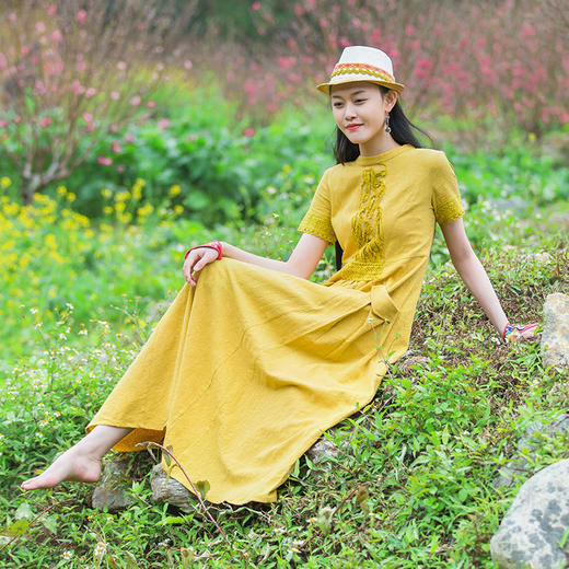 桃源提花连衣裙 | 明媚大气黄 |现货加急发 商品图1