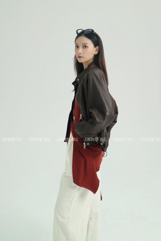 【门店同款】ENJOY秋季less is more短款立领皮夹克 159144356 商品图4