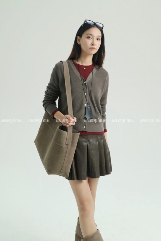 【门店同款】ENJOY秋季简约纯色V领针织衫 159205948 商品图7