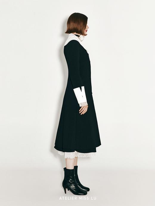 【巴黎圣母院】复古翻领撞色拼接收腰外套连衣裙 商品图3