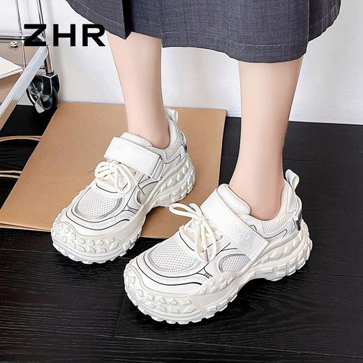 ZHR则则厚底老爹鞋女2024新款榴莲底增高运动休闲鞋百搭小白鞋女 商品图5