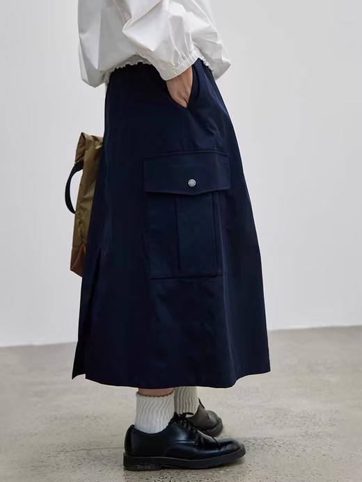 步履不停/4C41115C/小A型工装口袋米色半身裙小个子长裙 商品图0