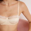 弗利少女缎面蕾丝拼接内衣法式复古1/2杯可拆卸胸垫小胸文胸套装 商品缩略图1