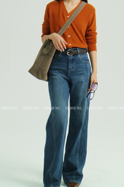 【门店同款】ENJOY秋季简约纯色V领针织衫 159205948 商品图3