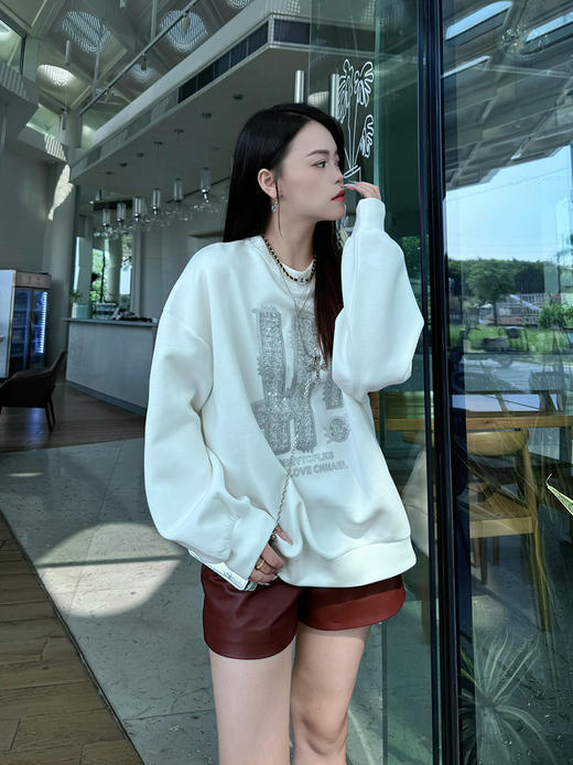 圆领印胶亮片字母卫衣长袖配包包 9521020039 商品图3