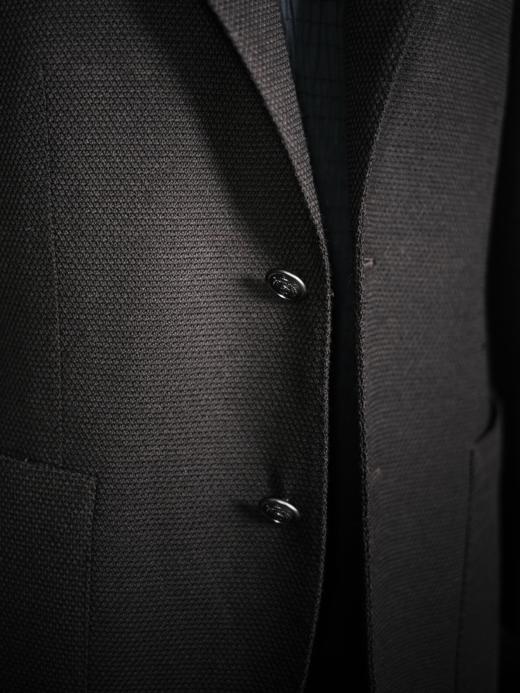 Vitale Barberis Canonico 澳洲美丽诺羊毛高克重针织深棕色全麻衬单西 商品图4