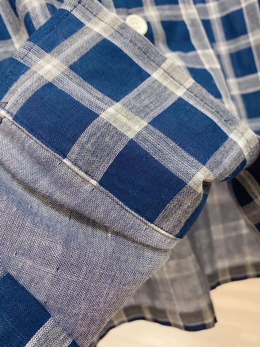 秋季男款双层纱藏青大格纱布长袖套装 全棉纱布格子睡衣家居服 商品图4