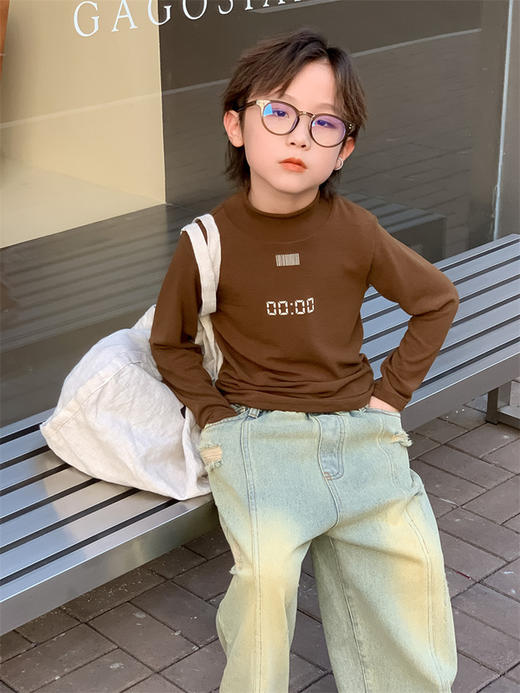 【韩版男童圆领打底衫】秋季新款儿童休闲T恤中小童炸街打底衫 商品图3