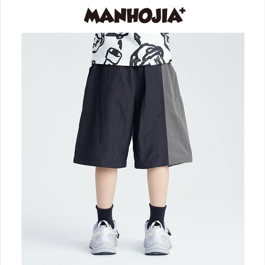 漫画家潮童装户外机能双色拼接速干尼龙轻薄男童女童夏季短裤裤子 商品图2