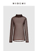 HIDEMI 极简小立领半透感微宽松打底长袖上衣 深巧克力色/黑色 商品缩略图6