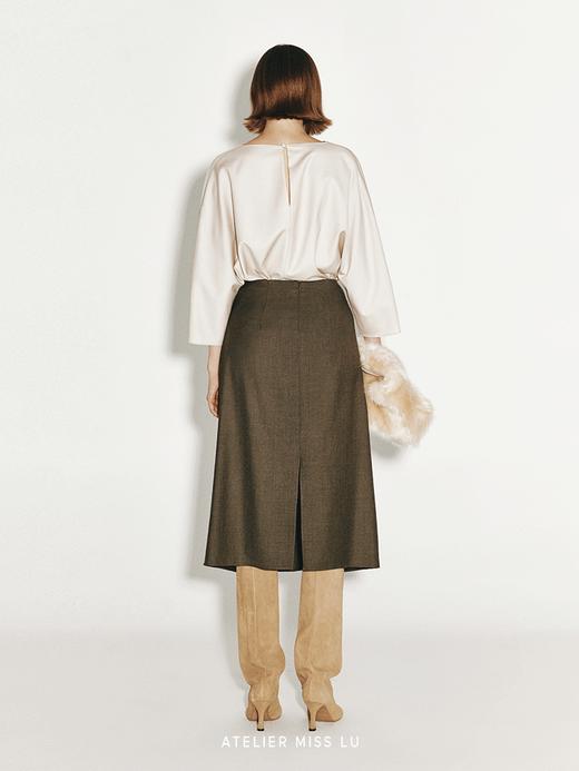 【沙砾玫瑰】抽褶立裁设计绵羊毛半裙 商品图2