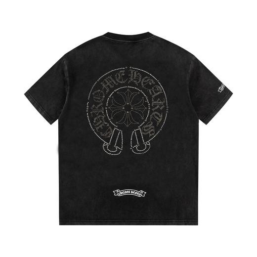 CH克家马蹄梵文螺丝钻水洗做旧复古圆领短袖 商品图2