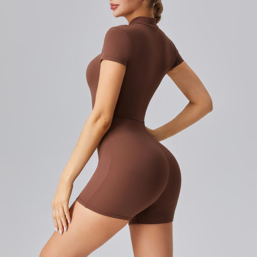 健身连体衣夏短袖短裤运动跑步专业显瘦提臀普拉提瑜伽 商品图3