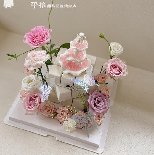 许愿池魔方蛋糕（花材不固定同色系搭配） 商品图1