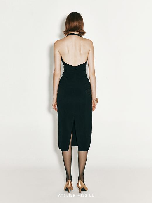 【伊莎贝拉】褶皱设计挂脖露背修身连衣裙 商品图2