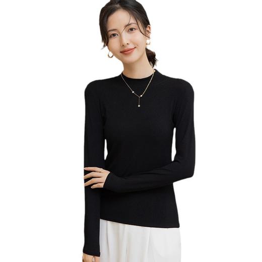 抖音新款春秋半高领打底衫女款内搭打底上衣女士长袖修身显瘦纯色 商品图4