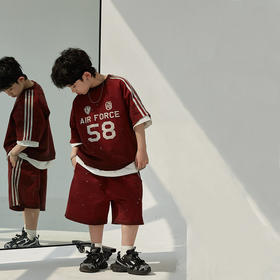 【儿童洋气针织两件套】男童短袖套装2024夏季新款短裤脏脏潮