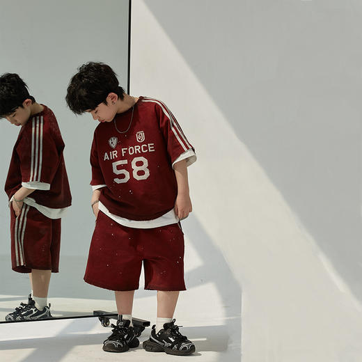 【儿童洋气针织两件套】男童短袖套装2024夏季新款短裤脏脏潮 商品图0