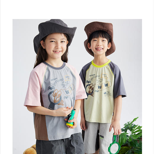 漫画家潮童装超凡汗布原创手绘潮趣拼接抗磨耐脏男童女童短袖T恤 商品图4