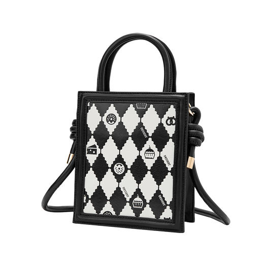 森马包包斜挎包女新款撞色菱格单肩包小巧手提包时尚小方包 商品图4