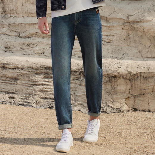 半身缘男裤 秋季柔软亲肤皮标洗水弹性牛仔裤253101U10103437 商品图2