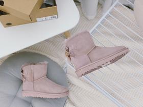 UGG 2021冬季新款女士貂毛丝带蝴蝶结雪地靴