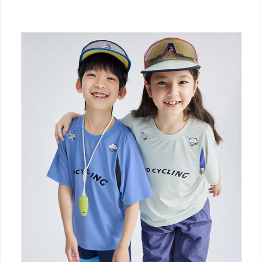 漫画家潮童装精灵点速干高弹瞬凉网眼拼接轻运动短袖男童女童T恤 商品图4
