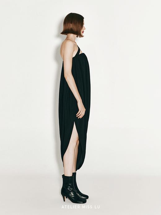 【午夜爵士】斜肩带立裁垂褶不规则连衣裙 商品图3