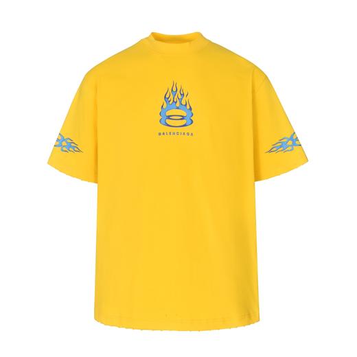 BLCG 火焰双环裂纹印花短袖（黄色） 商品图0