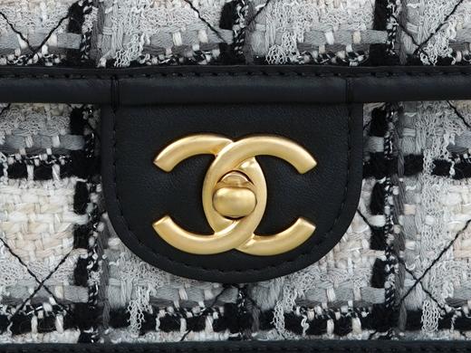 香奶奶 k 长款  黑白格花呢邮差豆腐包 商品图8