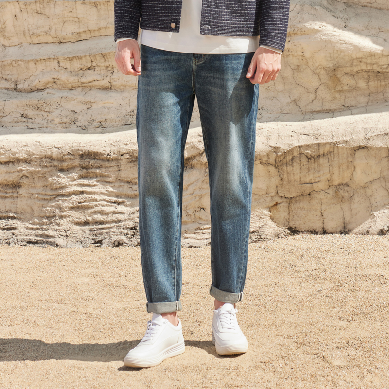 半身缘男裤 秋季柔软亲肤皮标洗水弹性牛仔裤253101U10103437