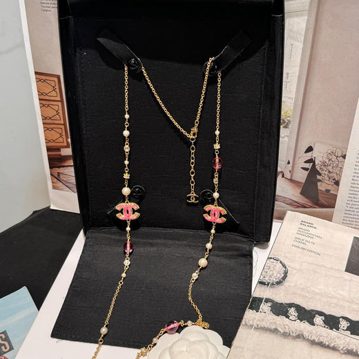 香奶奶粉色琉璃珍珠水钻项链 商品图1