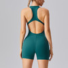 带胸垫U领工字后背露背透气裸感速干短裤提臀连体健身衣 商品缩略图4