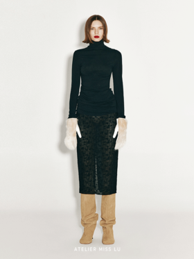 【夜色之境】绵羊毛肌理微透半裙