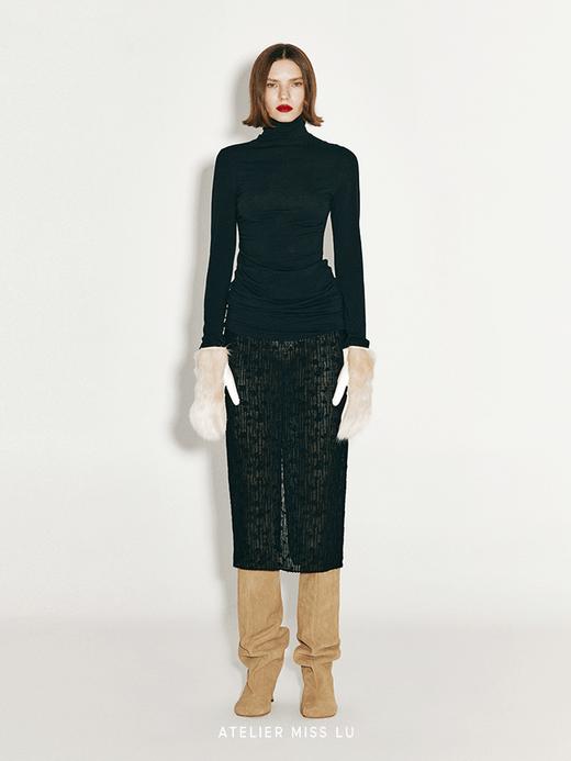 【夜色之境】绵羊毛肌理微透半裙 商品图0