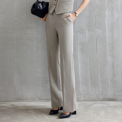 玳莎老钱风直筒西装裤女经典秋季新款简约通勤脚口开衩长裤  EC36306 商品图1