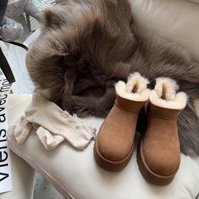 ??栗子棕  【 厚底款 】 UGG周冬雨同款??mini迷你小V口