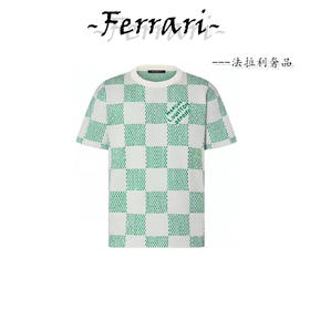 驴 棋盘格图案圆领短袖SS24T恤 绿色