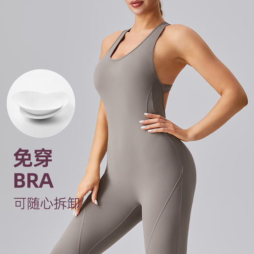 工字美背背心紧腿长裤紧身塑形提臀撸铁运动健身连体衣 商品图1