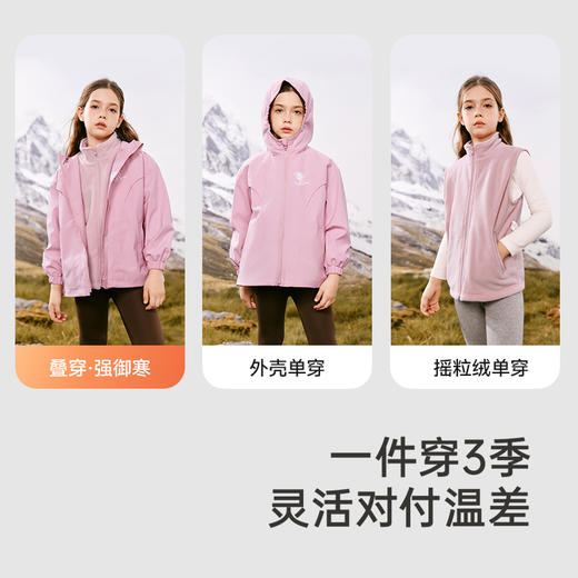 英氏儿童外套秋冬户外三防外套男女童连帽风衣中大童新款加绒外套 商品图1