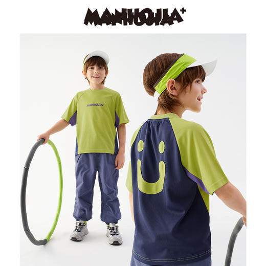 漫画家潮童装轻量速干笑脸贴布快乐运动户外防晒儿童短袖 商品图3