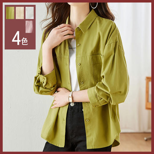 馥迦复古通勤气质纯棉衬衫 商品图1