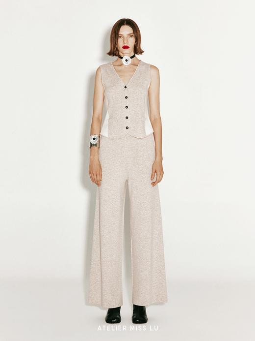 【温柔周末】羊绒羊毛混纺阔腿直筒长裤 商品图0