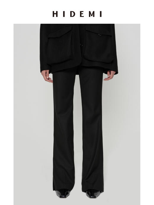 HIDEMI 显瘦宽松微喇叭中低腰弹力针织长裤神裤 商品图1