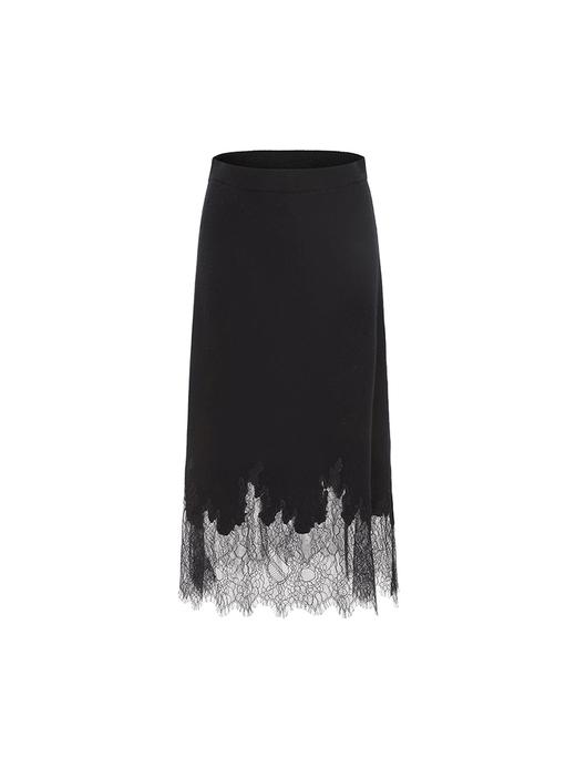 【丝丝入扣】加长睫毛蕾丝拼接羊绒羊毛混纺半裙 商品图4