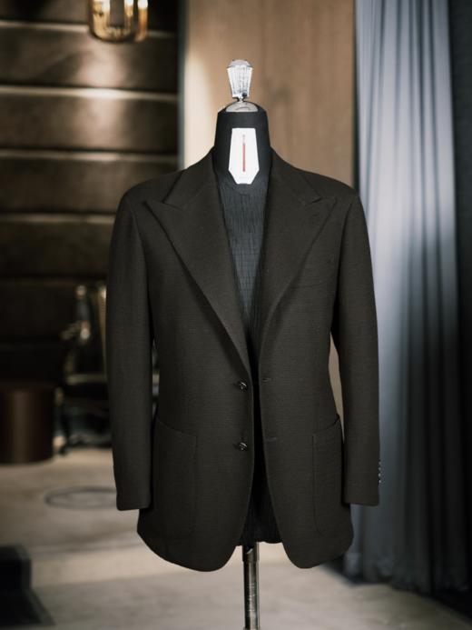 Vitale Barberis Canonico 澳洲美丽诺羊毛高克重针织深棕色全麻衬单西 商品图0